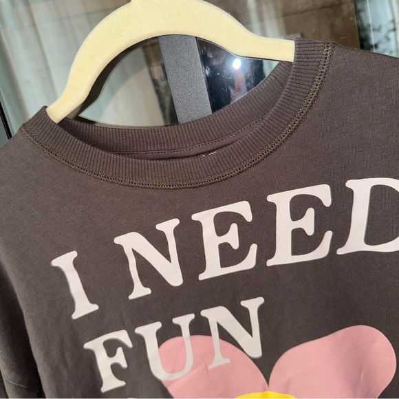 NWOT Zara Kids x Smiley World long sleeve tee girls brown daisy flower crewneck - Picture 4 of 6